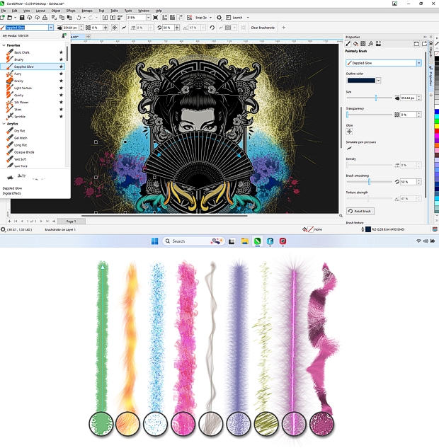 Nuevos pinceles pictoricos en CorelDRAW 2024